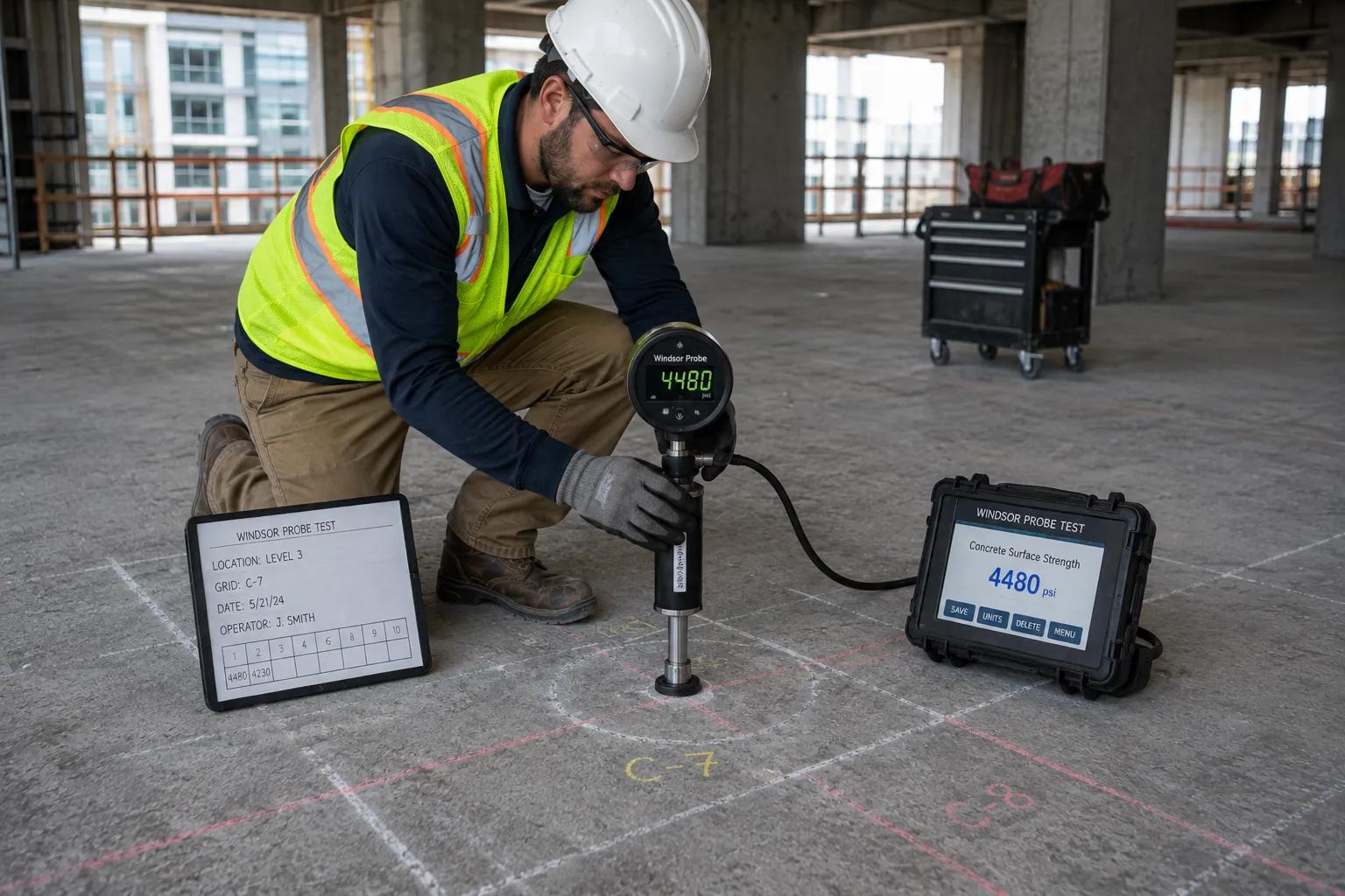 Windsor probe test measuring